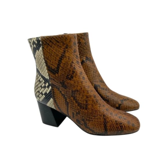 Freda Salvador Snakeskin Ankle Boots - Brown and Black - Picture 5 of 11